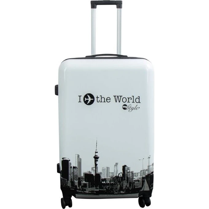 I Love The World stor hardcase kuffert 104L – Hvid/Sort 72cm