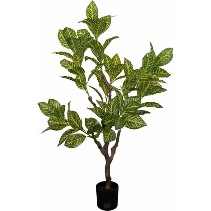 Kunstig Croton 115 cm – Grøn med sort potte