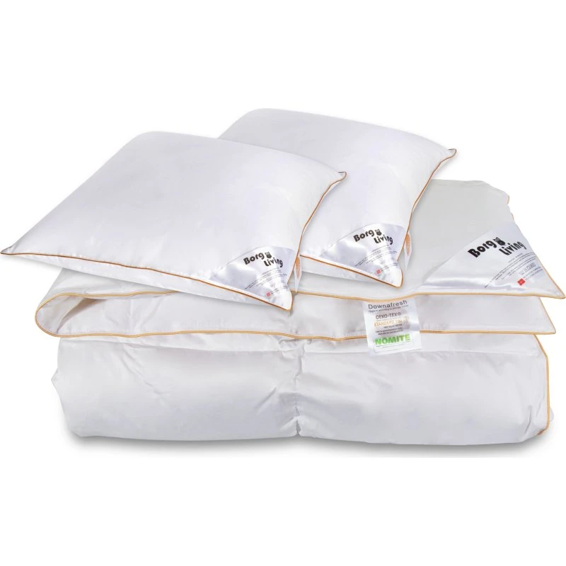 Borg Living dobbeltdynesæt 200x220 cm - gåsedun helårsdyne + 2 puder