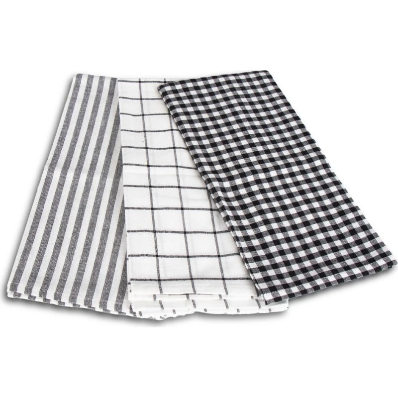 Nordstrand Home 3-pak viskestykker 50x70 cm 100% bomuld - sort/hvid