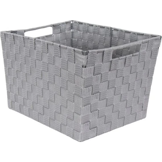 Opbevaringskurv i flet 26x40x30 cm – grå