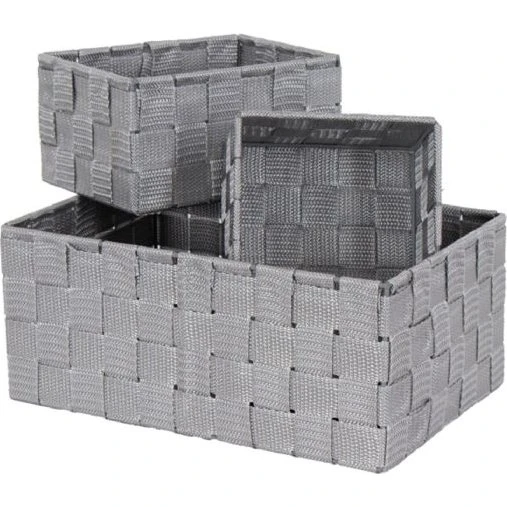 Hus & Hjem Opbevaringskurvesæt 3 stk - Grå (13x28x19, 9x17x13)