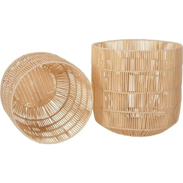 Opbevaringskurve polyrattan 2 stk. creme 38x38/32x34 cm