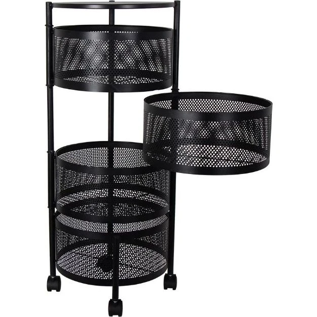 Rullevogn på hjul - Sort metalvogn 78x34 cm, 4 kurve