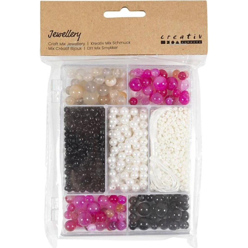 DIY Mix – Smykker Pink Harmoni, agater 2,6–10 mm