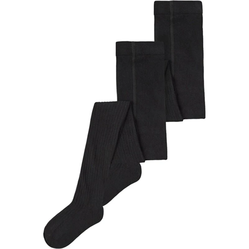 Name It Black Rib strømpebukser 2-pak
