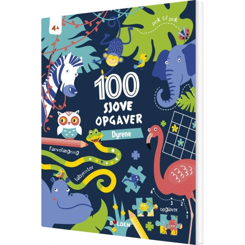 Hobby 100 sjove opgaver: Dyrene (fra 4 år) - paperback