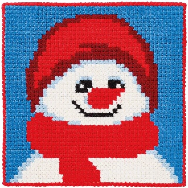 Permin Børnestramaj – Stor snemand broderikit 25x25 cm