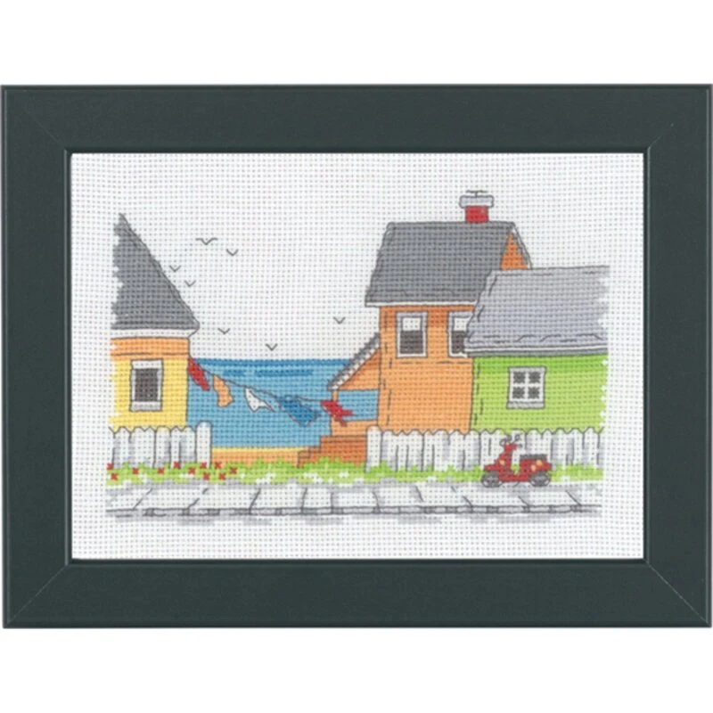 Permin Broderikit Strandgården, 18 x 13 cm