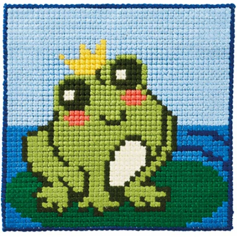 Permin Børnestramaj Frø påtrykt broderikit 25x25 cm