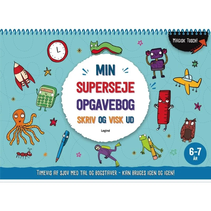 Min superseje opgavebog – Skriv og visk ud igen (papbog 6-7 år)