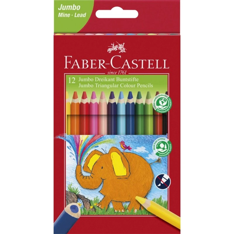 Faber-Castell Jumbo farveblyanter 12 stk, 5,4 mm