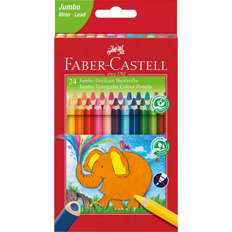 Faber-Castell Jumbo trekantede farveblyanter, 24 stk