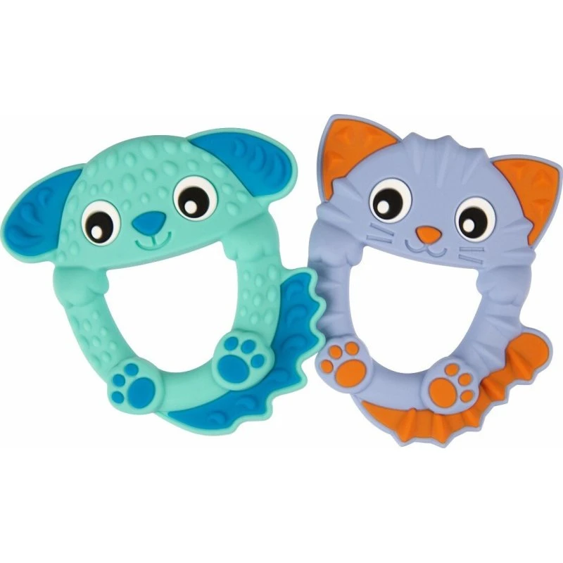 Playgro Biderangler Hund & Kat, Silikone 2 stk (3+ mdr)