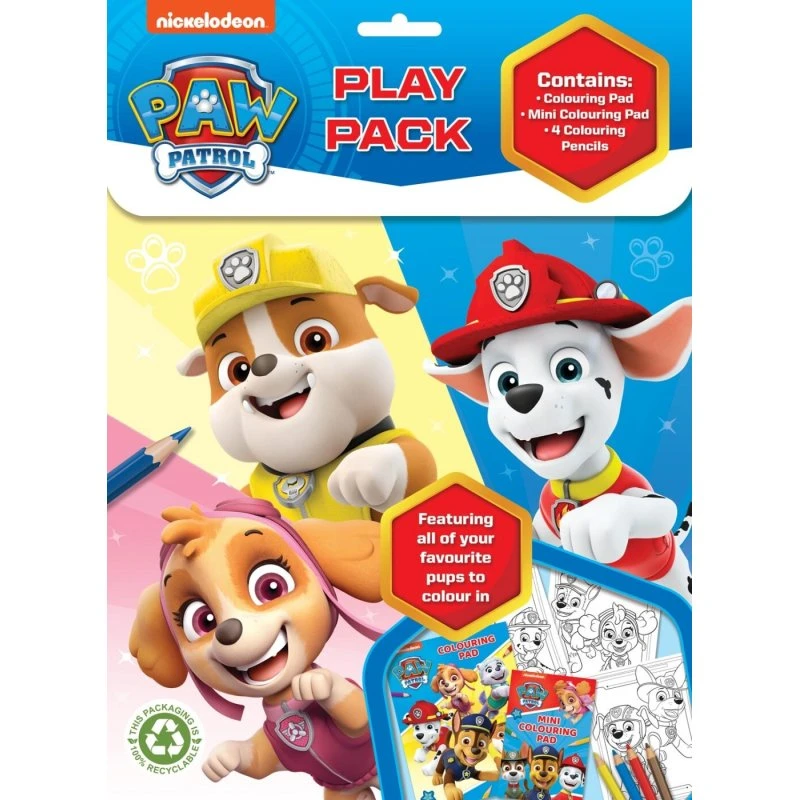 Paw Patrol Play Pack - Alligator malebøger med farveblyanter