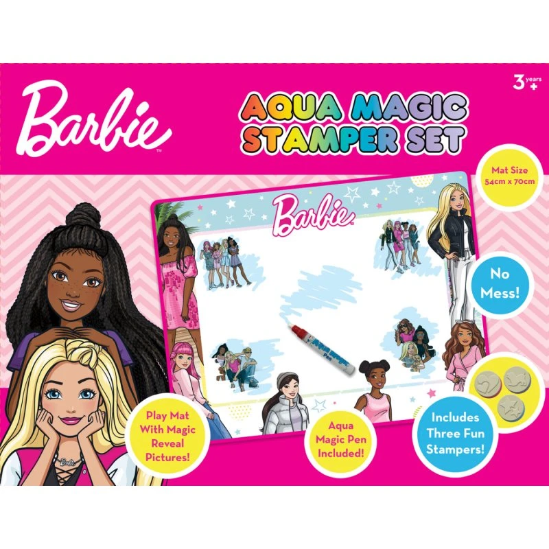 Barbie Aqua Magic Stamper Set med stempler, pen og måtte