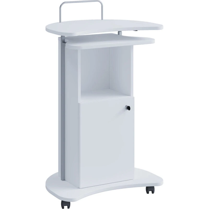 Komil højdejusterbart skrivebord med låge, hvid