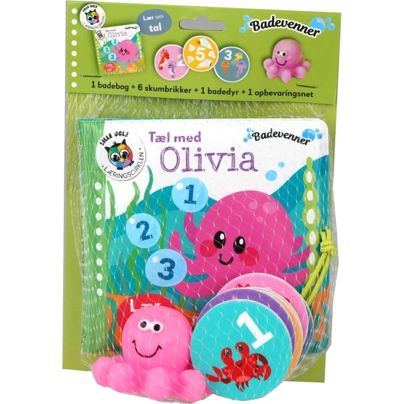 Badevenner - Tæl med Olivia (badebog med legetøj, 0-3 år)