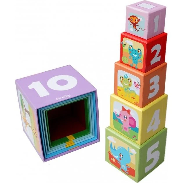 Barbo Toys Little Bright Ones stablesæt, 10 safari-klodser