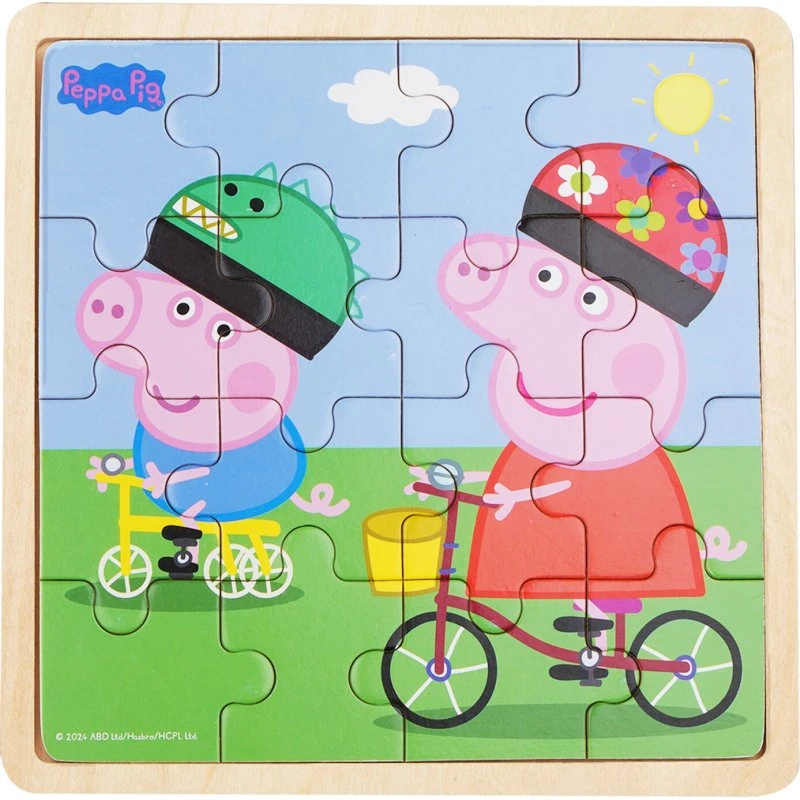 Barbo Toys Gurli Gris træpuslespil 16 brikker – Cykeltur