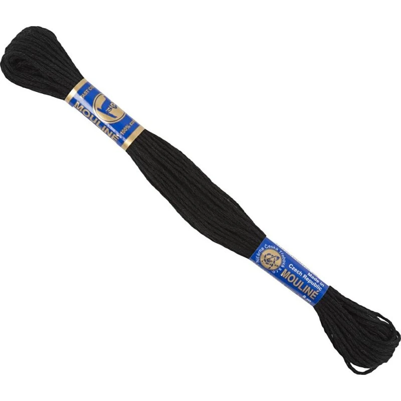 Mouliné broderigarn 6-trådet sort 12x8 m