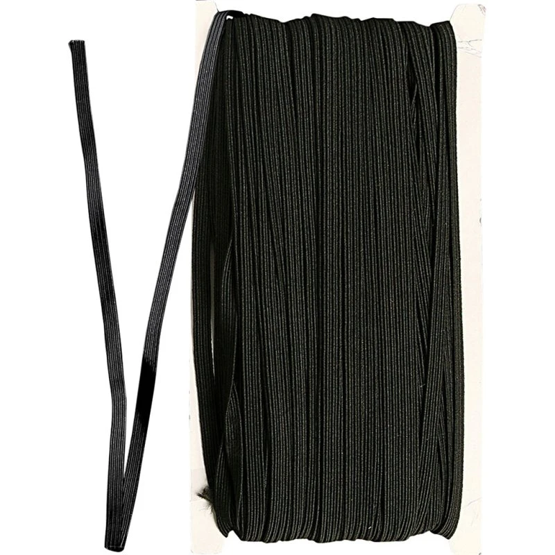 Stofelastik 6 mm, sort - 50 m