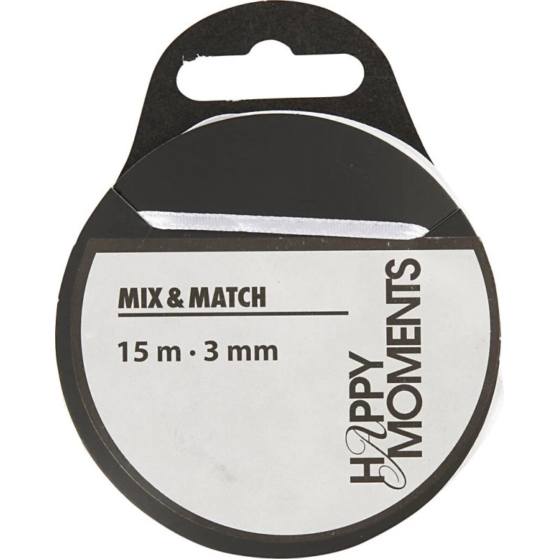 Creativ Company Satinbånd 3 mm, hvid 15 m