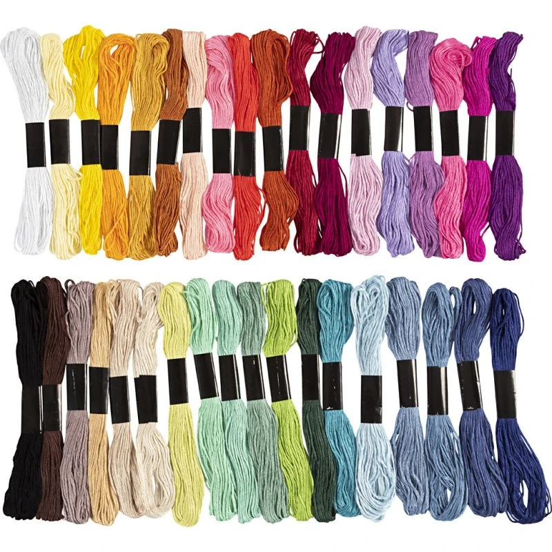 Creativ Company Broderigarn 42 farver, 6-trådet, 8 m