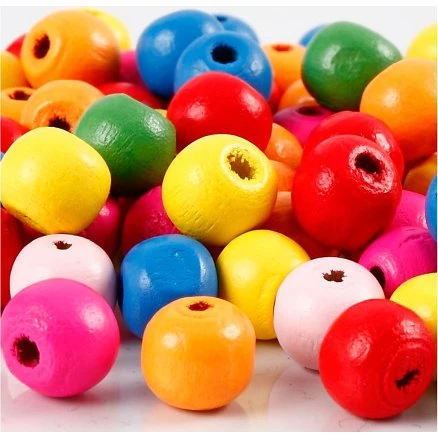 Træperlemix 10 mm, hul 2,5–3 mm, 22 g, assorterede matte farver