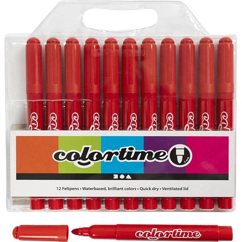 Creativ Company Colortime Tusch 12 stk – Rød 5 mm
