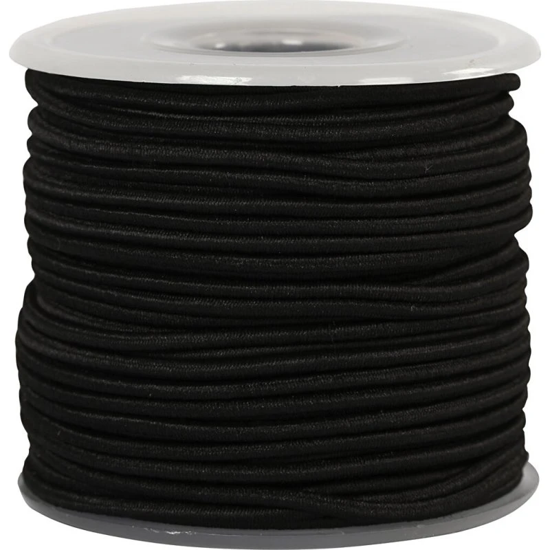 Elastiksnor 2 mm sort – 25 m