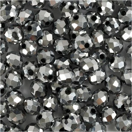 Creativ Company Facetperler 5x6 mm metallic grå, 100 stk
