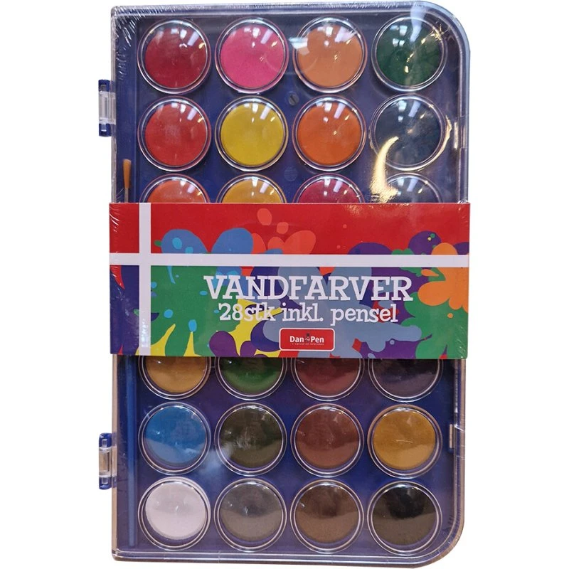 Farvelade 28 farver med pensel