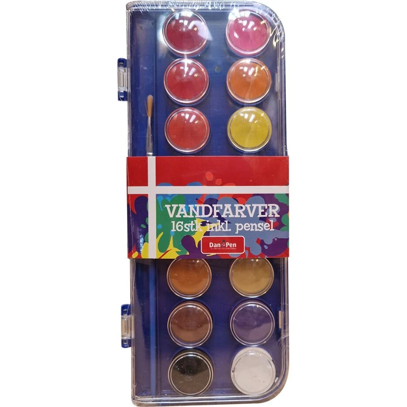 Farvelade 16 Farver + Pensel