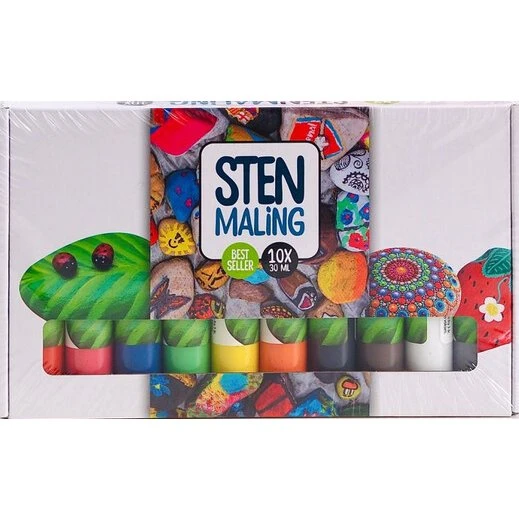 Stenmaling 10 x 30 ml - Metallic farver