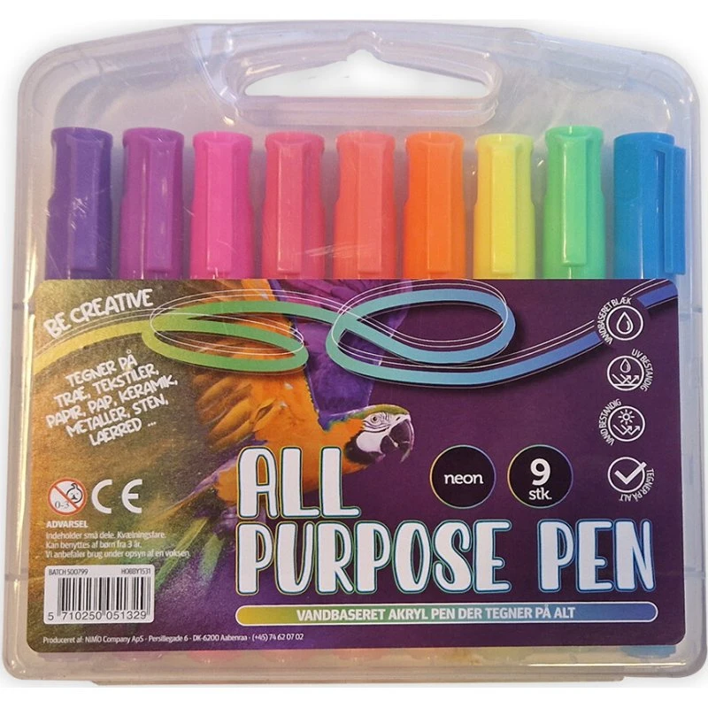 Stentusser 9 stk neon med boks og håndtag