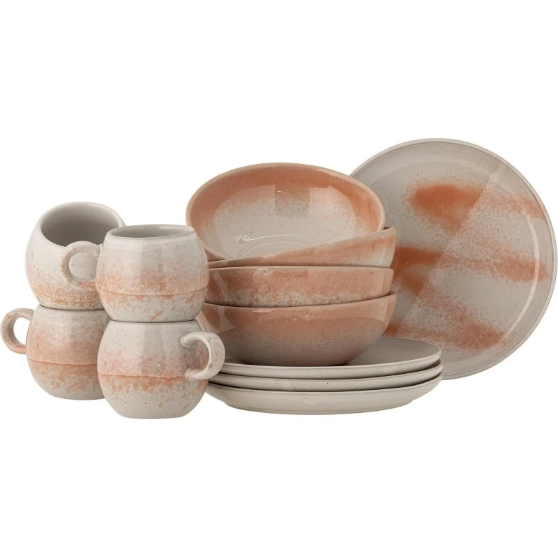 Bloomingville Paula morgenmadssæt 12 dele - orange stentøj