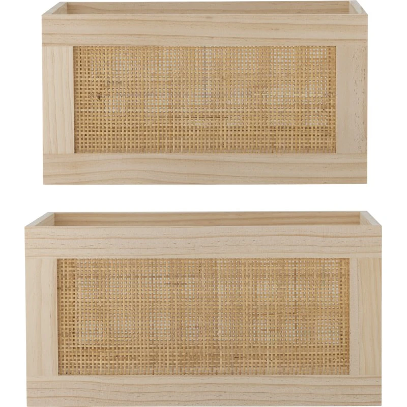 BLOOMINGVILLE Piana opbevaringskasse, rattan & fyrretræ, 2 stk