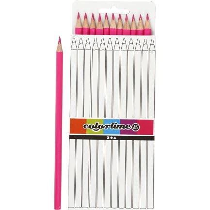 Colortime Farveblyanter trekantede 17 cm 3 mm pink 12 stk