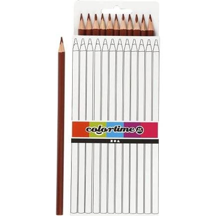 Colortime Farveblyanter 17 cm, 3 mm mine - Brun, 12 stk