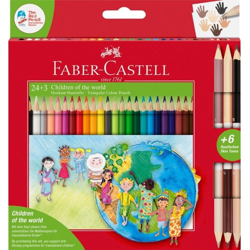 Faber-Castell Kinder der Welt 24+3 trekantede farveblyanter