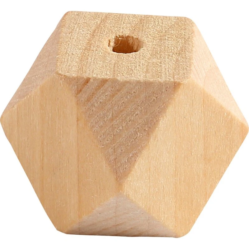 Creativ Company Facetslebne træperler 20 mm, hul 3 mm, 6 stk