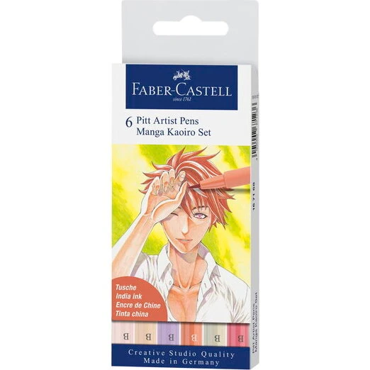 Faber-Castell PITT Artist Pens Manga Kaoiro – 6 stk. brush