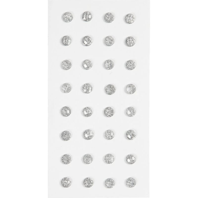 Creativ Company Rhinsten selvklæbende 8 mm sølv, 32 stk
