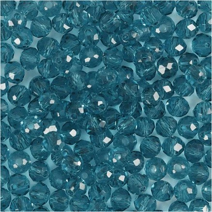 Creativ Company Facetperler 4 mm, hul 1 mm, turkis, 45 stk
