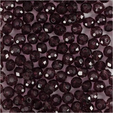 Creativ Company facetperler 4 mm, hul 1 mm, lilla, 45 stk
