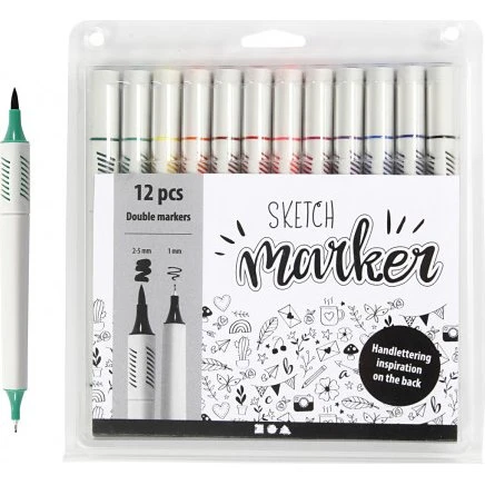 Creativ Company Sketch Marker 12 stk – 1/5 mm, assorterede farver