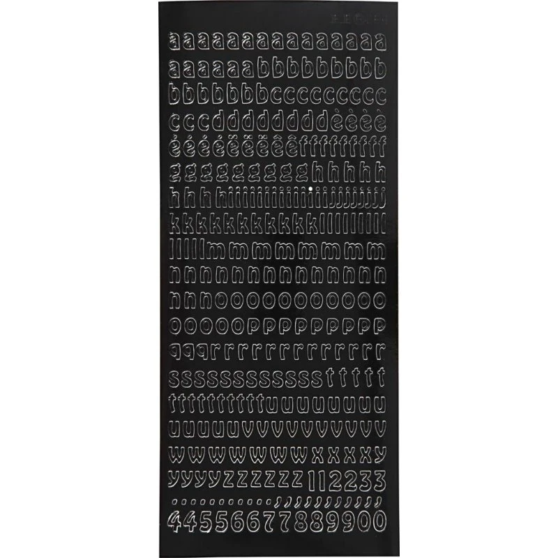 Creativ Company Bogstavklistermærker, små bogstaver & tal, sort