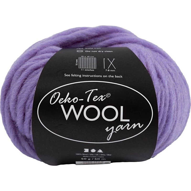 Oeko-Tex uldgarn L 50 m, 50 g – Lilla