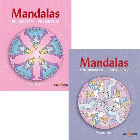 Mandalas 2x32 s. malebøger – Prinsesser & Enhjørninger